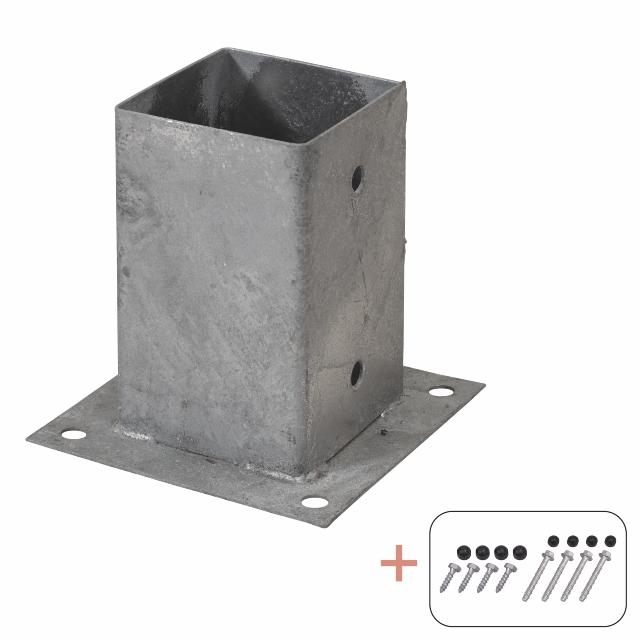 Cubic stolpfot - 9×9 cm stolpar - för fundament - med skruvar