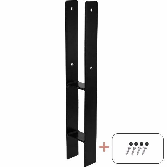 H-Stolpfot 60 cm - 9×9 cm stolpar - för nedgjutning - med skruvar