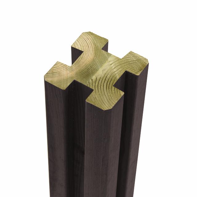 Verleimter Profilpfosten m/4 Nuten - 9×9×298 cm