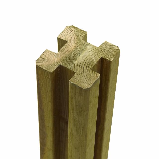 Verleimter Profilpfosten m/4 Nuten - 9×9×298 cm