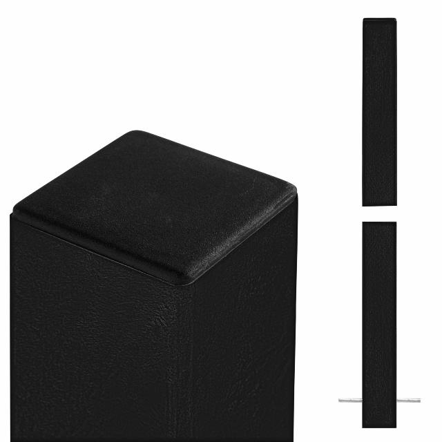 Stålstolpe 8×8×208 cm - til nedstøbning - sort m/struktur
