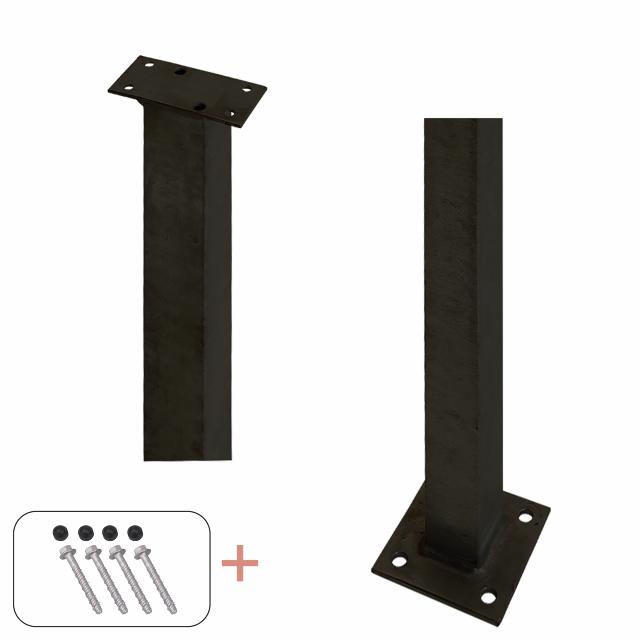 Stålstolpe m/fod til håndliste inkl. bolte - 4,5×4,5×103,3 cm