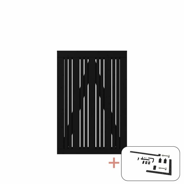 Tangent enkeltlåge - 95×140 cm - sort - inkl. sort beslag