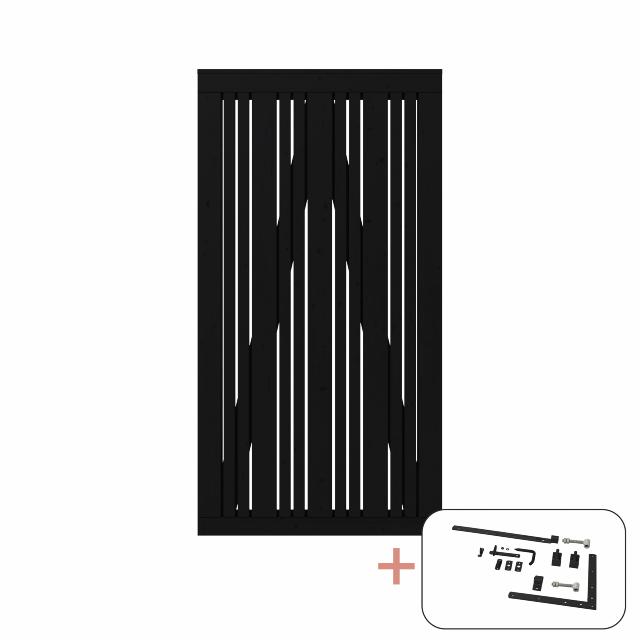 Tangent enkeltlåge - 95×180 cm - sort - inkl. sort beslag