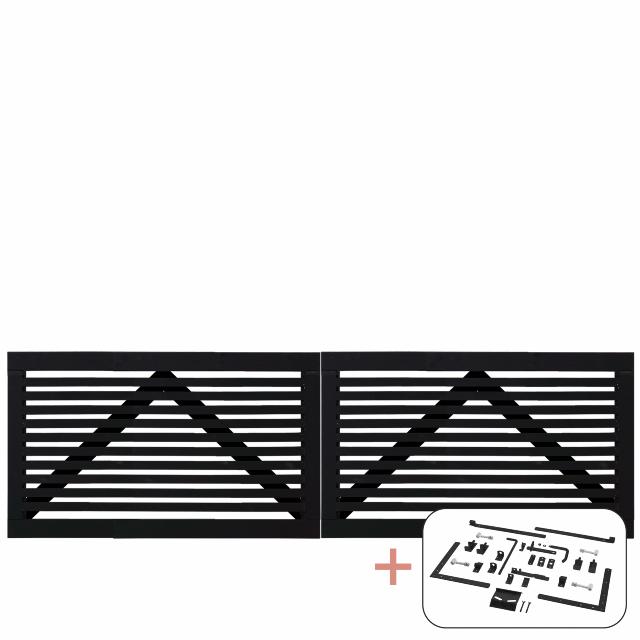 Tokyo dobbeltlåge - 300×90 cm - sort - inkl. sort beslag