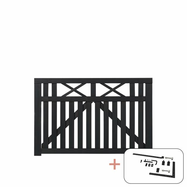 Vinesse enkeltlåge - 150×98 cm - sort - inkl. sort beslag