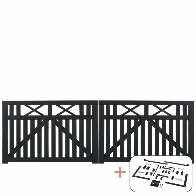 Vinesse dobbeltlåge - 300×98 cm - sort - inkl. sort beslag