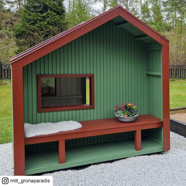 Cozy lekstuga - 184×208 cm m/bänk - obehandlat - inkl. takpapp/aluminiumgjutning