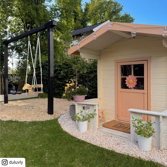 Spielhaus 134×134 cm + 58 cm Terrasse - unbehandelt - inkl. Dachpappe
