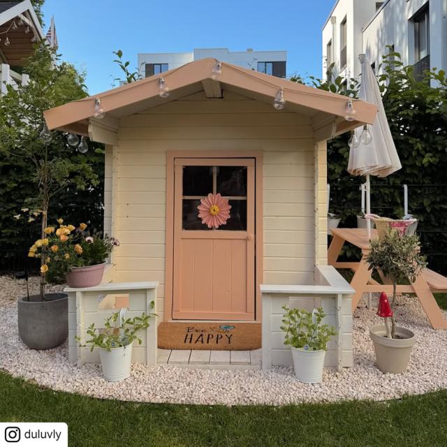 Spielhaus 134×134 cm + 58 cm Terrasse - unbehandelt - inkl. Dachpappe