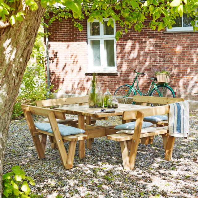 Fyrkantigt bord/bänkset m/ryggstöd - 237 cm - tryckimpregnerat 