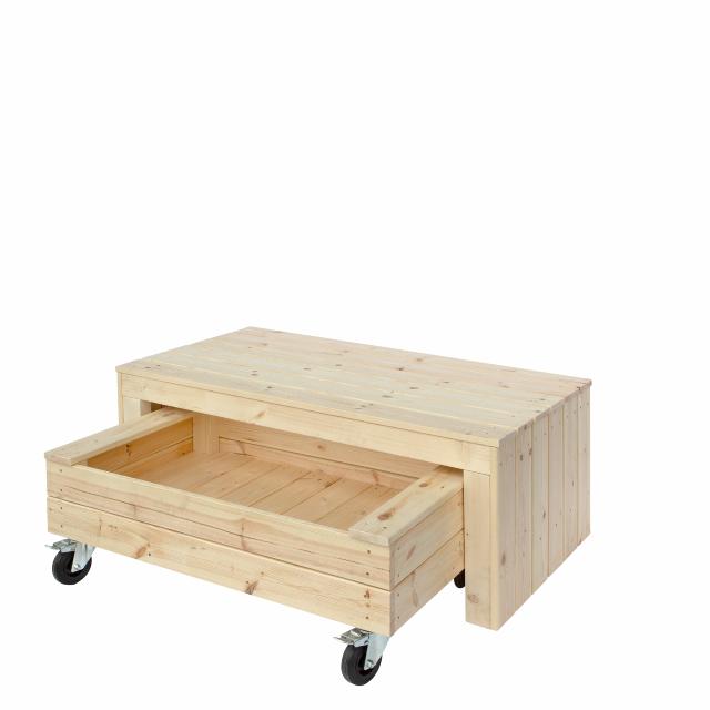 Fun Sandkassen m/Rädern und Sitzbank - 120 cm