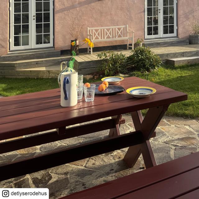 Nostalgi plankesæt - 177 cm - bord og 2 bænke - trykimprægneret