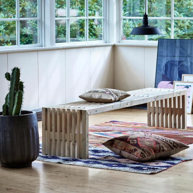 Rustikale Lattenbank - 218x49 cm - Treibholzfarb