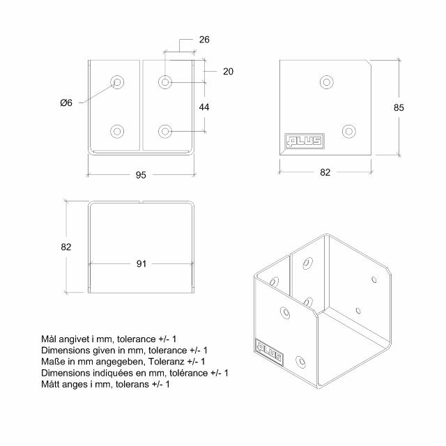 Cubic bjælkebeslag - til 9×9 cm stolper - sort - 2 stk