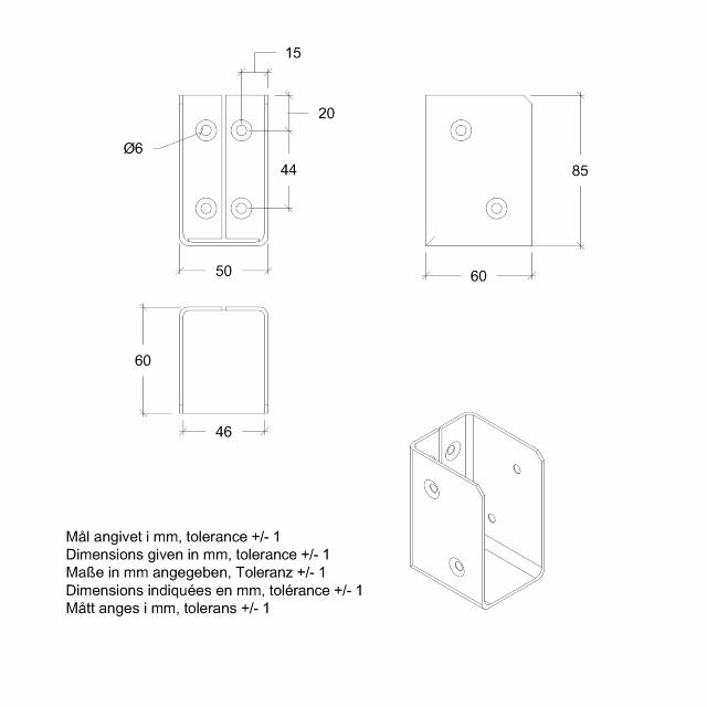 Cubic bjælkebeslag - til 4,5×9 cm dragere - sort - 2 stk
