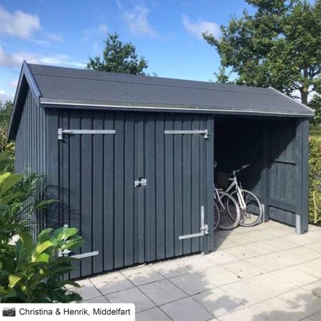 Multi Havehus 10,5 m² - 2 moduler m/dobbeltdør og åben front - inkl. tagpap/alulister/H-stolpefødder