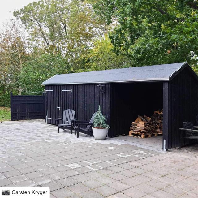 Multi Gartenhaus 15,5 m² - 3 Module Doppeltür & offene/geschlossene Fassade m. Dachpappe/Aluleisten/H-Pfostenfüße