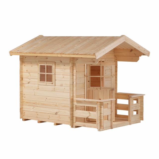 Spielhaus 134×134 cm + 58 cm Terrasse - unbehandelt