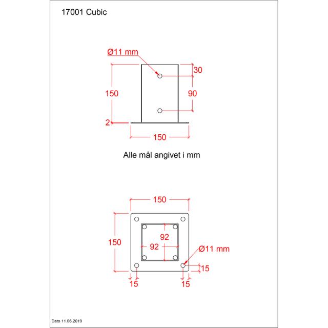 Cubic stolpefot - 9×9 cm stolper - til fundament  