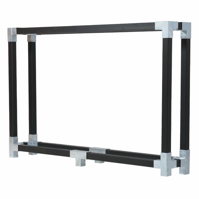 Cubic Kaminholzregal mit Premiumpfosten 50 x 188 x 286 cm schwarz farbgrundiert