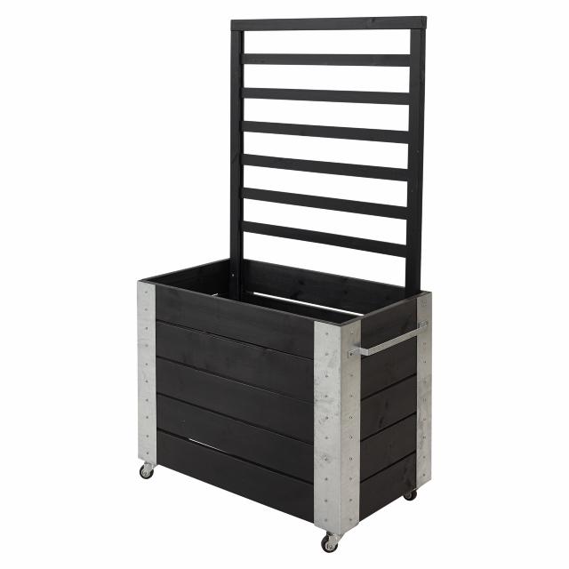 Cubic Blomsterkasse m/espalier og hjul - 155 cm - Sort