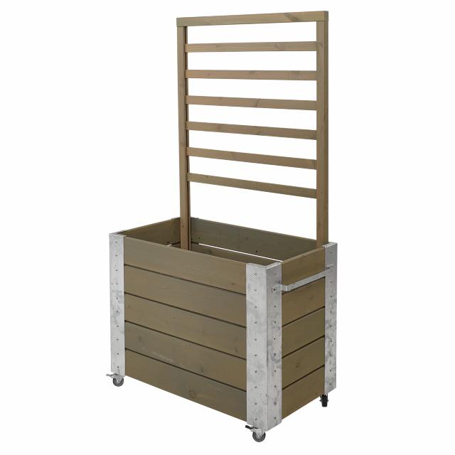 Cubic Blomsterkasse m/espalier og hjul - 155 cm - Gråbrun