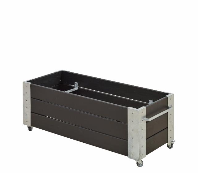 Cubic Blomsterkasse m/hjul - 120×45 cm - Sort