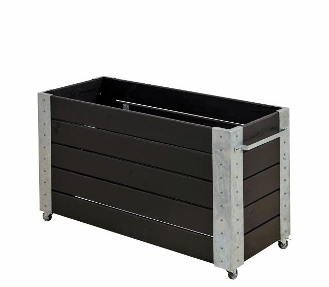 Cubic Blomsterkasse m/hjul - 50×120×70 cm - Sort