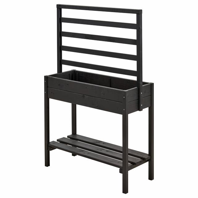 Pflanzkasten auf Beine m/ Spalier - 88×37×137 cm - Schwarz
