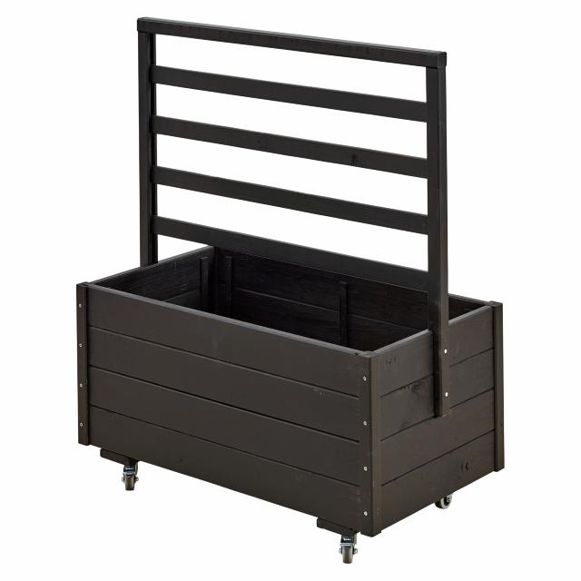 Planteringslåda m/spaljé och hjul - 88×48×105 cm - Svart
