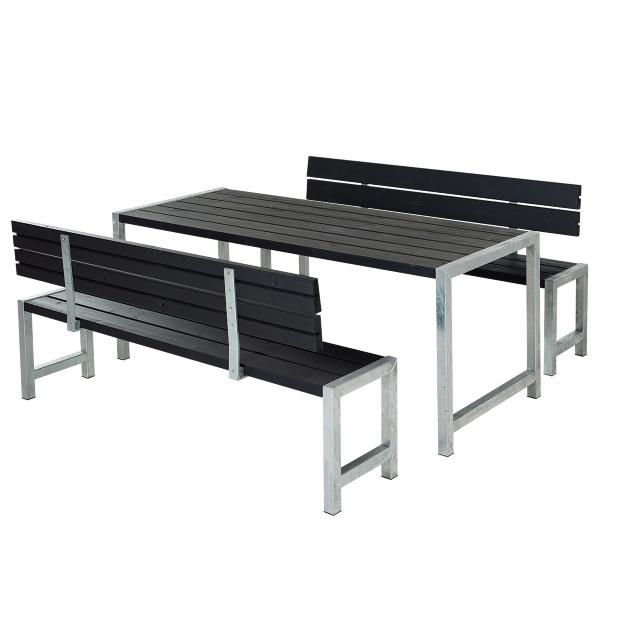 Plankset m/2 ryggstöd - 186 cm - Svart