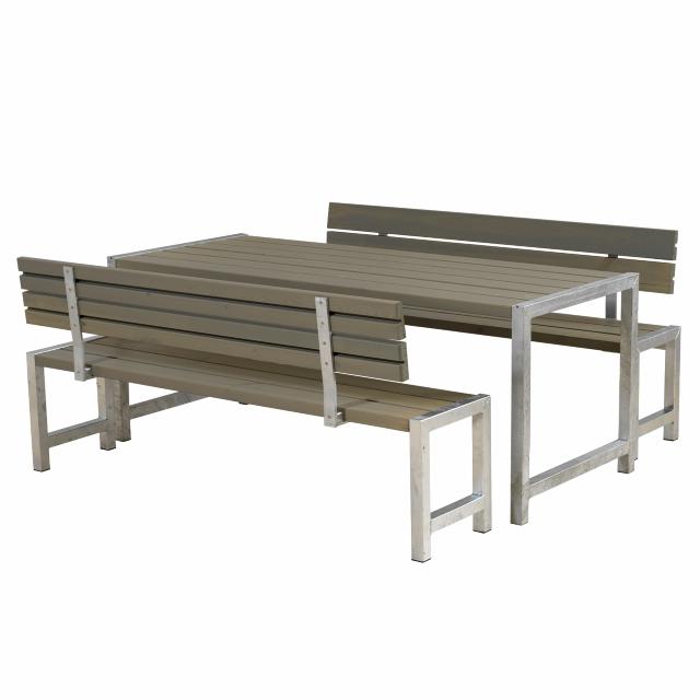 Plankset m/2 ryggstöd - 186 cm - Gråbrun