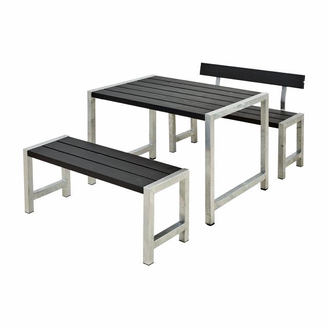 Café plankesett m/1 ryggstøtte - 127 cm - sort