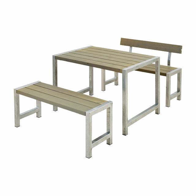 Café Plankesæt m/1 ryglæn - 127 cm - Gråbrun