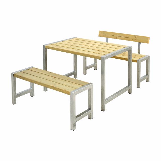 Café Plankesæt m/1 ryglæn - 127 cm - Trykimprægneret