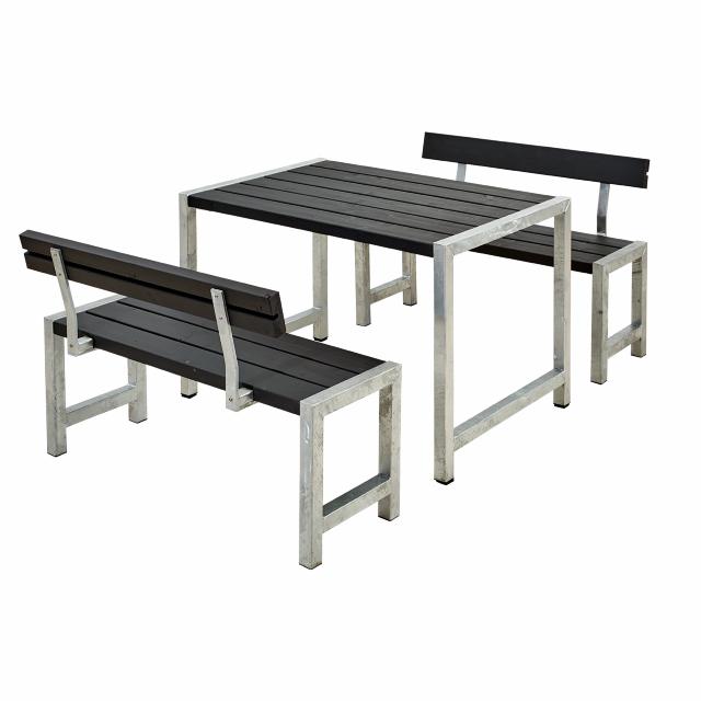 Café plankesett m/2 ryggstøtter - 127 cm - sort