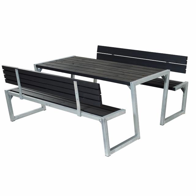Zigma bord/benkesett m/2 ryggstøtte – 176 cm – Sort