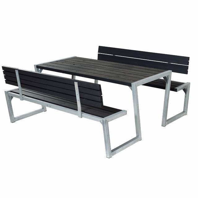 Zigma Bord/Benkesett m/2 ryggstøtte – 176 cm – Sort