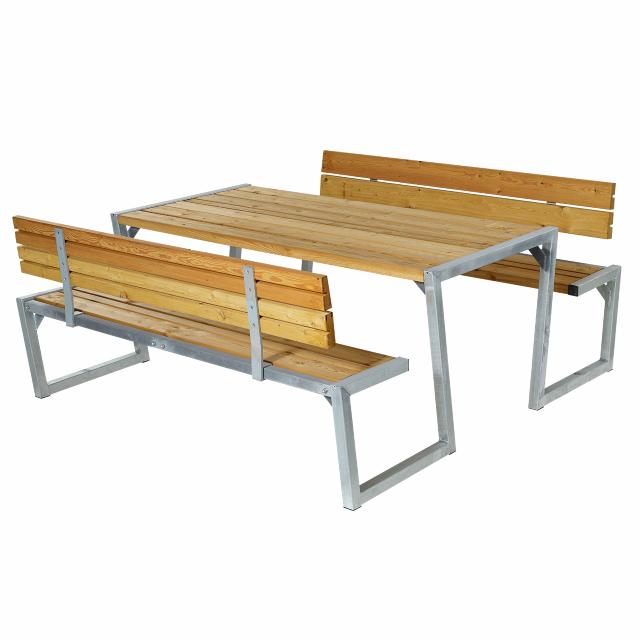 Zigma Bord-/bänkset m/2 ryggstöd - 176 cm - Lärk