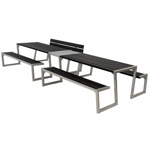 Zigma Bord/Benkesett m/1 ryggstøtte – 392 cm – Sort