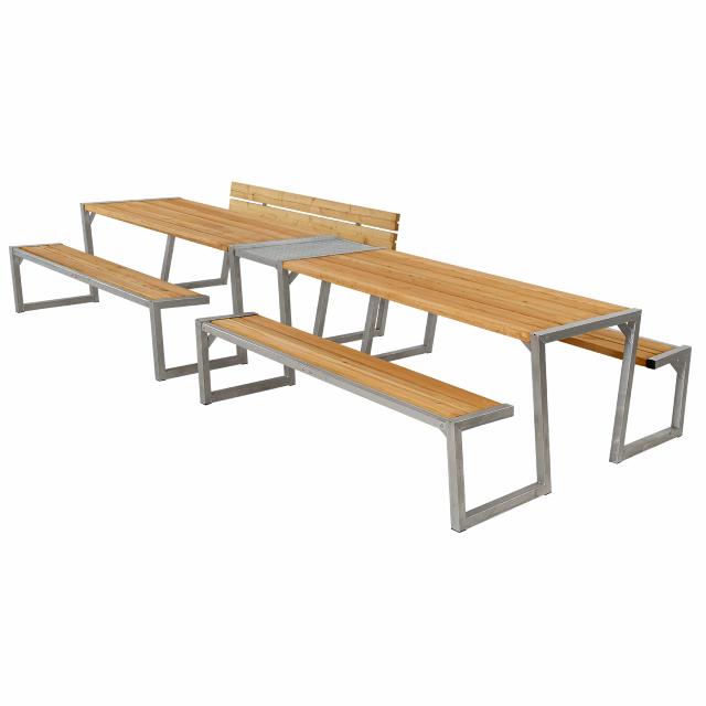 Zigma Bord/Benkesett m/1 ryggstøtte – 392 cm – Lerk