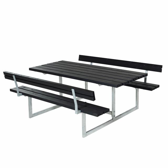 Basic bord/bænkesæt m/2 ryglæn - 177 cm - Sort