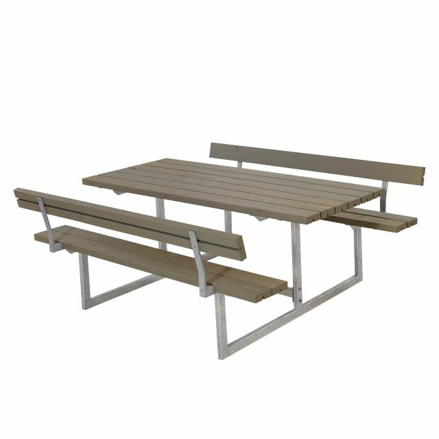 Basic bord/benkesett m/2 ryggstøtter - 177 cm - Gråbrun