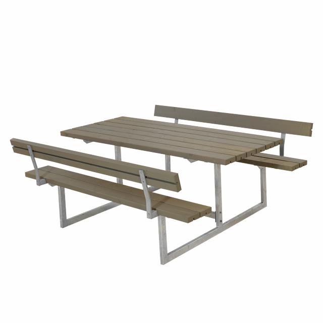 Basic Bord/Bænkesæt m/2 ryglæn - 177 cm - Gråbrun