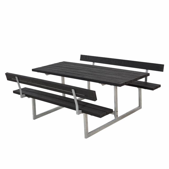 Basic Kombimöbel m/2 Rückenlehnen  - 177 cm - RePlast - Schwarz