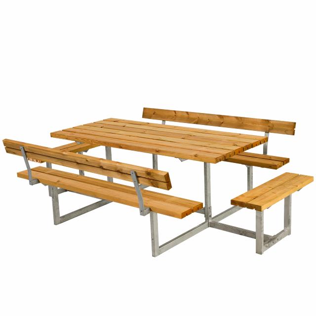 Basic bord/benkesett m/2 ryggstøtter og 2 påbygninger - 260 cm - lerk