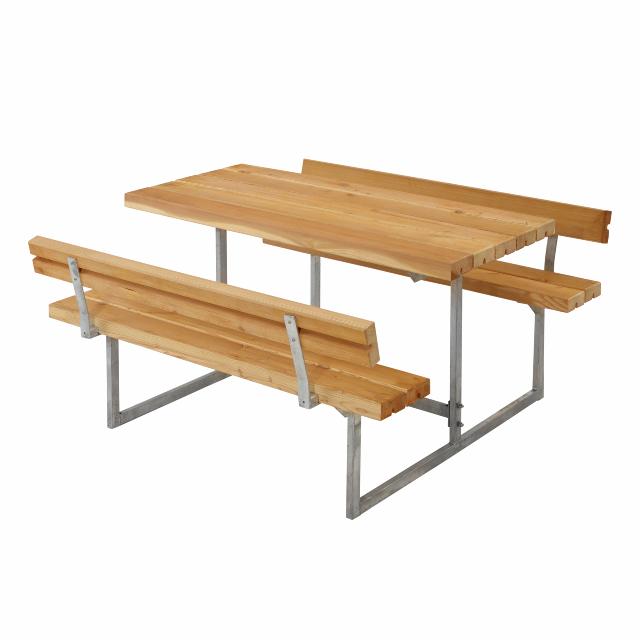 Basic barnebord/benkesett m/2 ryggstøtte - 110 cm - Lerk