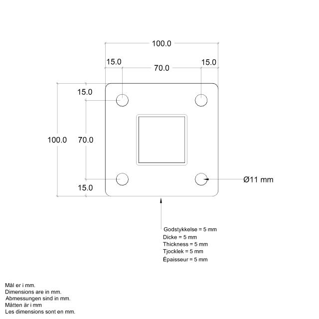 Stålstolpe med fot inkl. bultar - för trappräcken - 4,5×4,5×87,1/80,4 cm