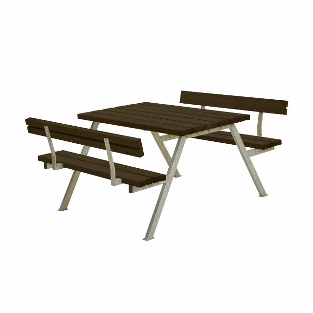 Alpha bord/bænkesæt m/2 ryglæn - 118 cm - Sort
